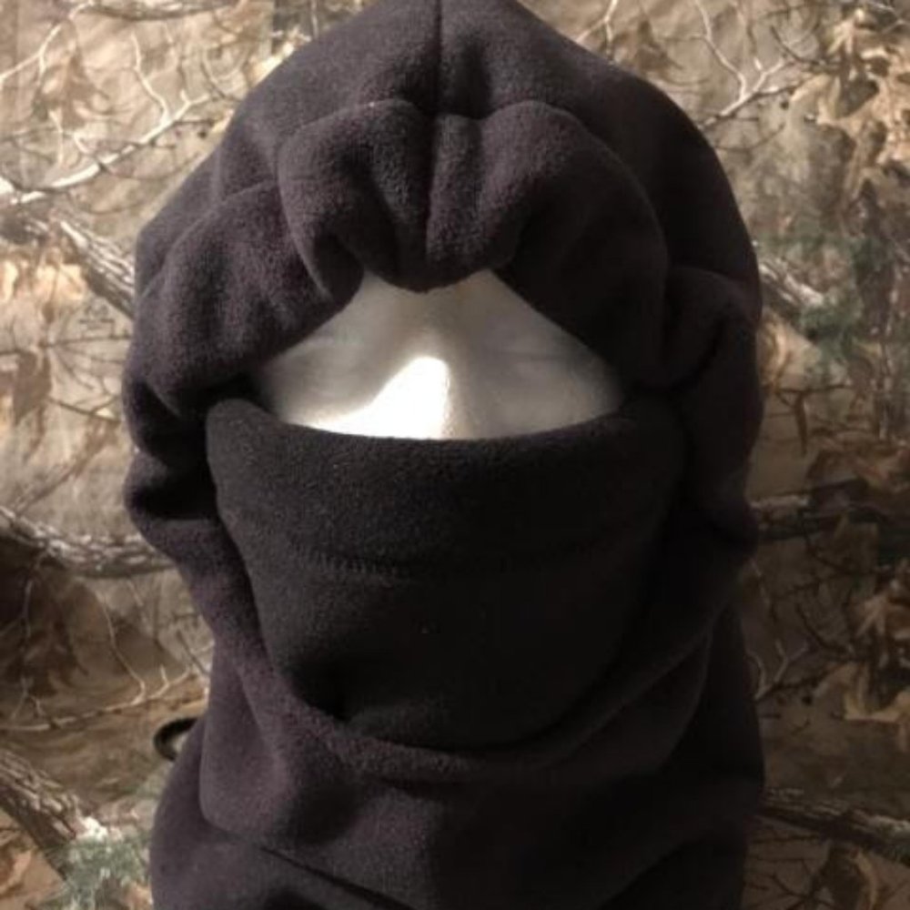 Charcoal-Black wind-blocker reversible fleece hood